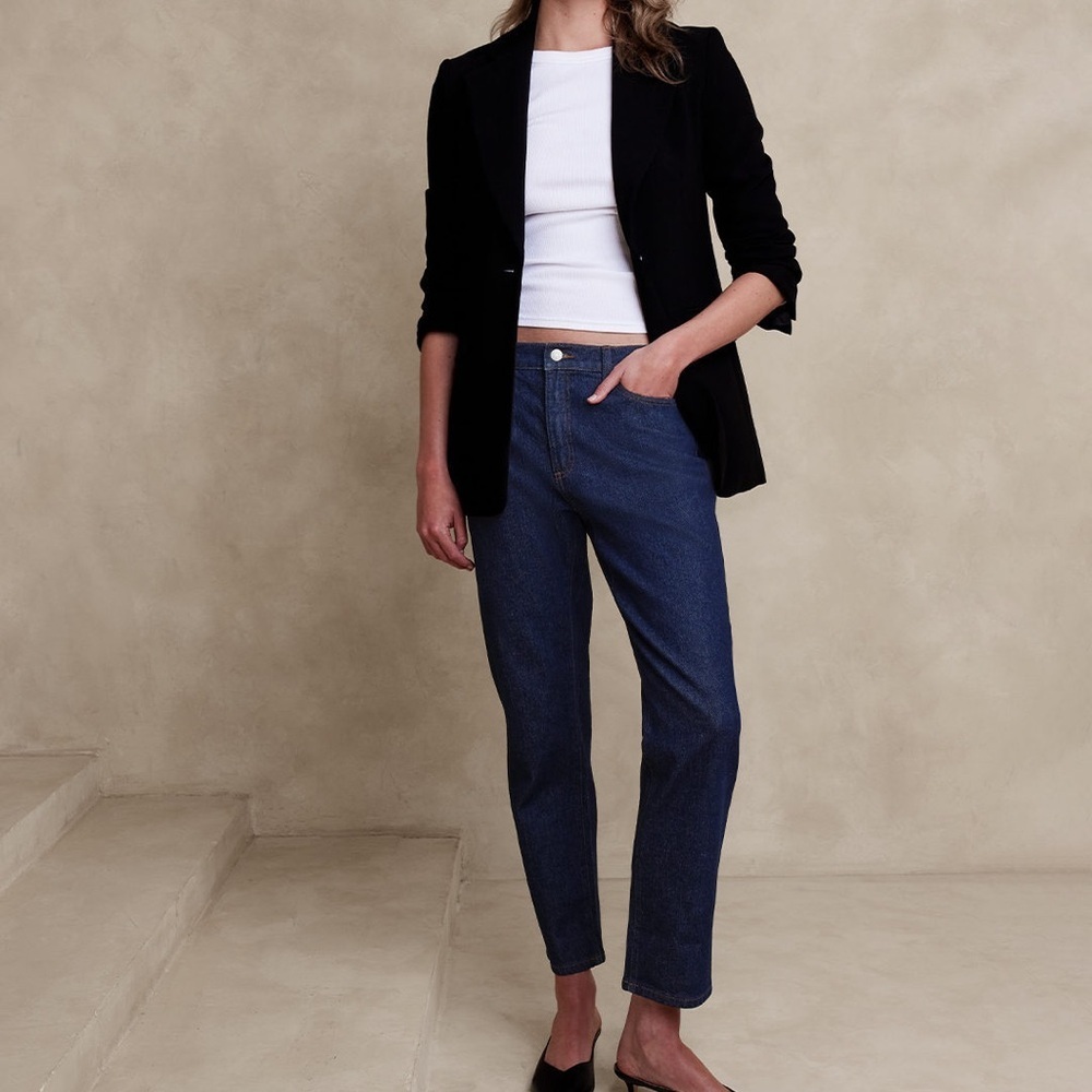 NEW! Banana Republic The Beau Dark Wash Jeans 27 / 4 W & 27” L Low Stretch Crop